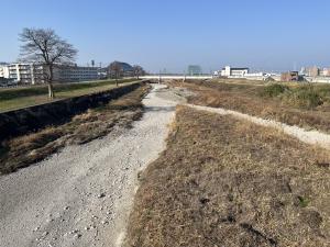 涸れ川の石手川